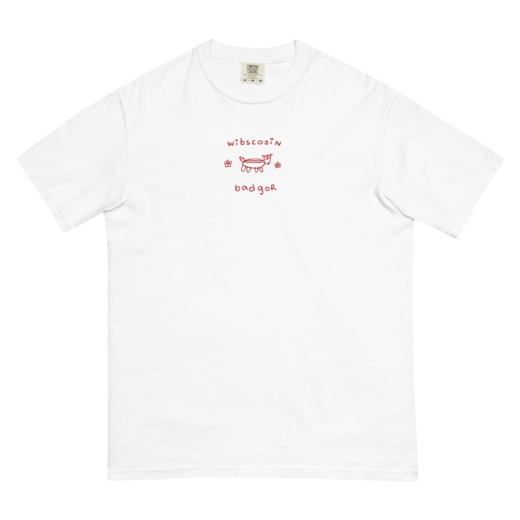 badgor t-shirt ( white w/ red embroidery)